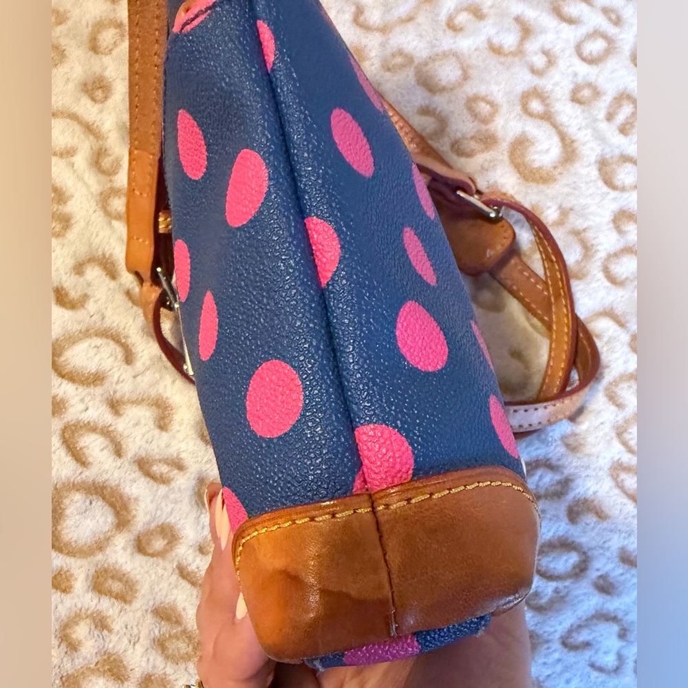 Dooney & Bourke Blue and Pink Polka Dots Crossbody
Bag Women’s - Picture 8 of 13